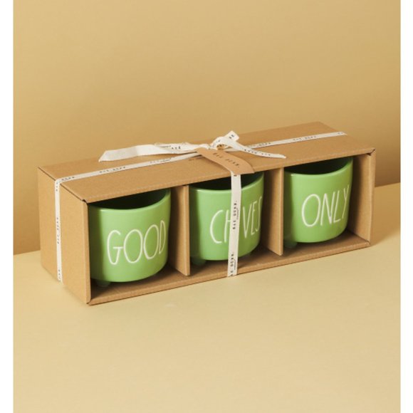 Rae Dunn Ceramic Good Chives Only Planters Herb Pot Pack of 3 - Picture 1 of 2